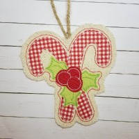 ITH Candy Cane Christmas Ornament Applique Design